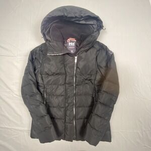 Helly Hansen Women's Black Hooded Puffer Jacket Insulated Coat Medium Winter Ski